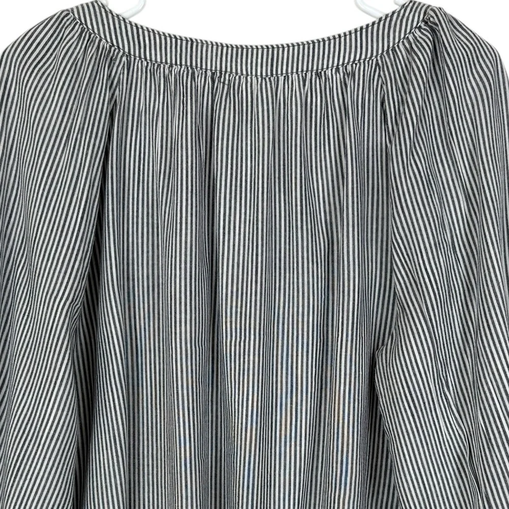 St. John’s Bay Navy Blue White Stripe Peasant Blouse – Size L